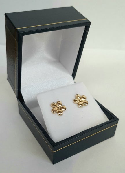9ct Yellow Gold Flower Polished Stud Earrings (20/10/22) Carousel 1
