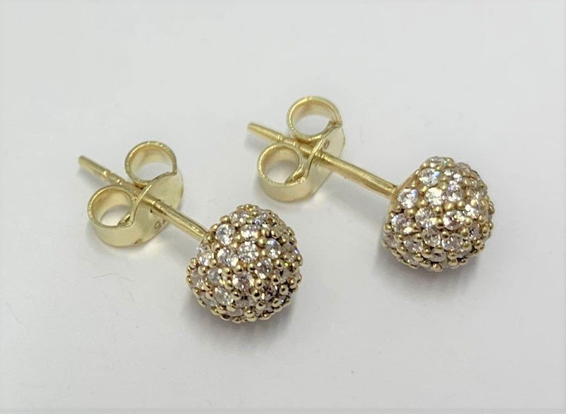 9ct Yellow Gold Dome Earrings with C.Z (20/10/22) Carousel 2