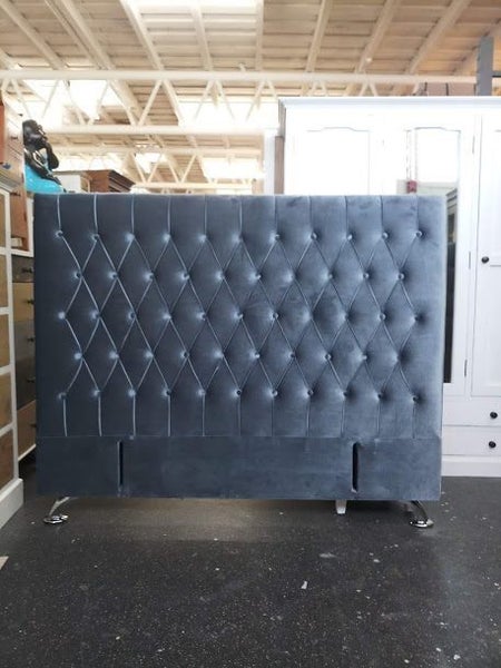 Dahlia Headboard - King Size - Blueish Grey Velvet Carousel 2