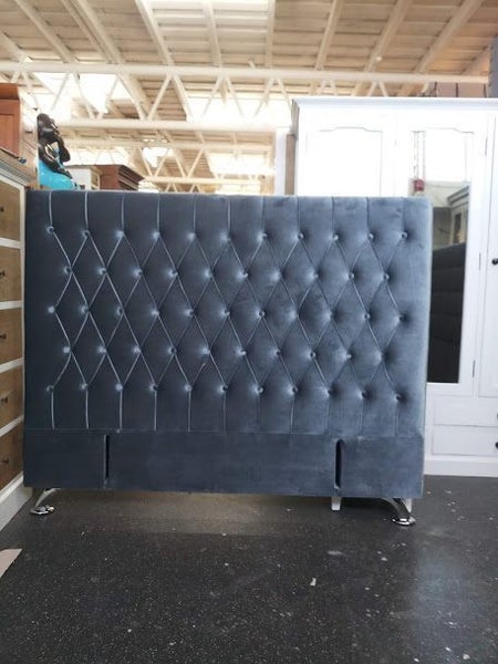 Dahlia Headboard - King Size - Blueish Grey Velvet Carousel 3