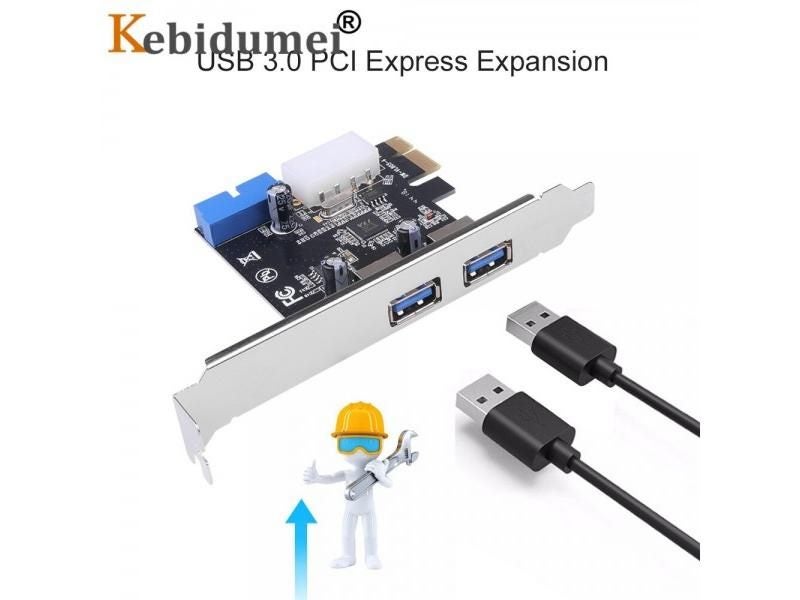2-port USB 3.0 PCI-e Expansion Card PCI Express PCIe USB 3.0 Hub Adapter 2-port Carousel 1