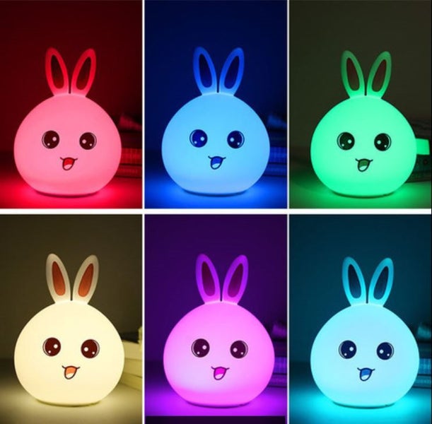 Night Light, Lovely Rabbit Silicone Lamp, Rechargeable, Tap can Change color Carousel 2