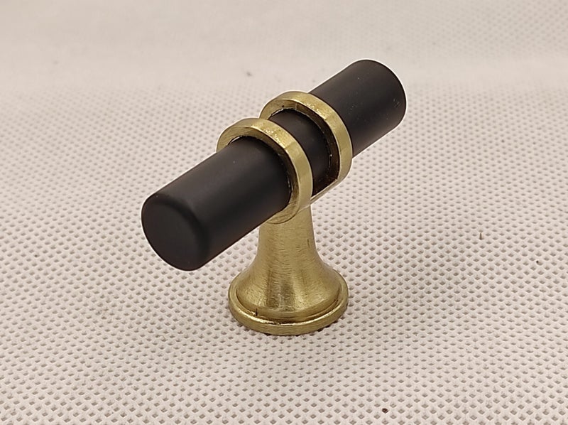 TBar Circular Cabinet Door and Drawer Handles 50mm Black/Brushed Brass Carousel 1