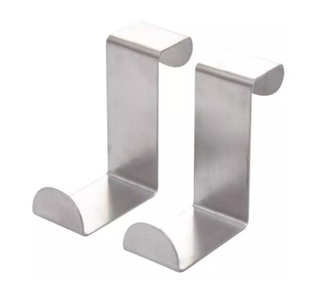 2PCS Over The Door Metal Hook Coat Towel Bag Hanger Silver Carousel 4