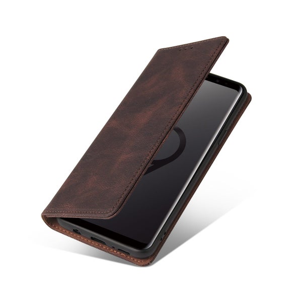 Oppo find x2 neo suede wallet case ultra slim concealed magnet brown Carousel 5