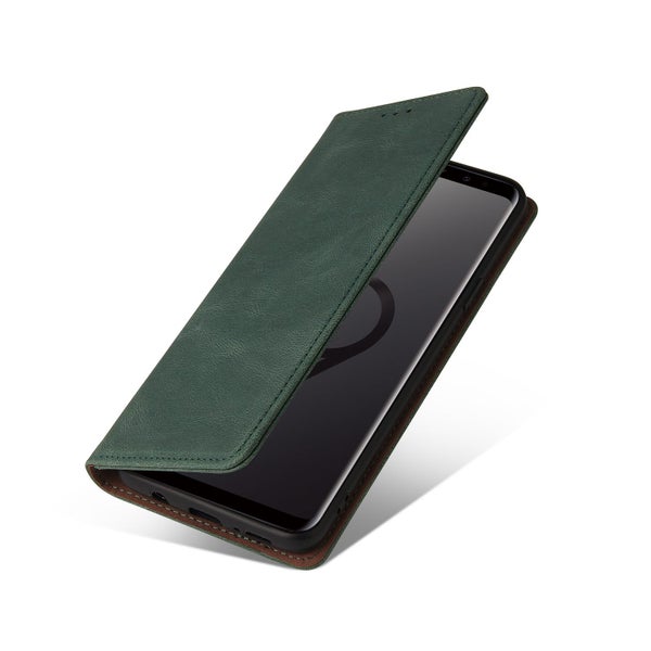 Nokia 3.1+ suede wallet case ultra slim concealed magnet green Carousel 5