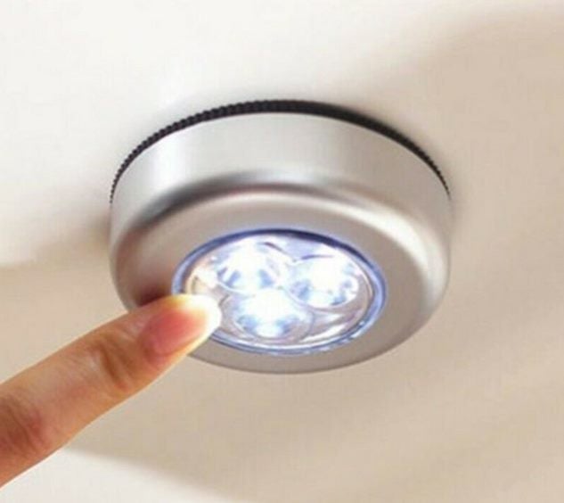 Wardrobe Light Touch Push Light Stick On Cabinet Closet Night Wall Lamp 3 LED Carousel 1