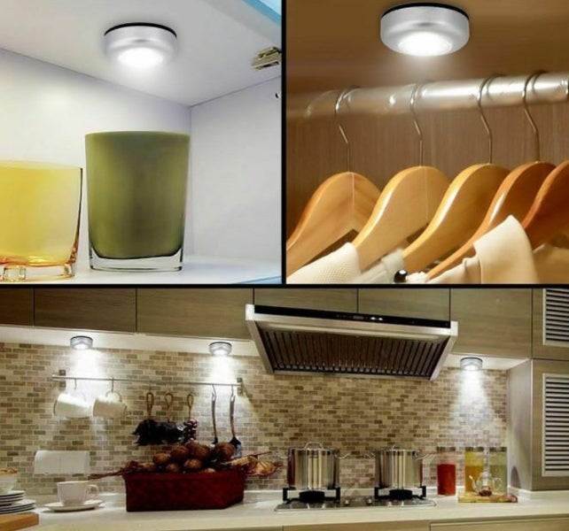 Wardrobe Light Touch Push Light Stick On Cabinet Closet Night Wall Lamp 3 LED Carousel 2