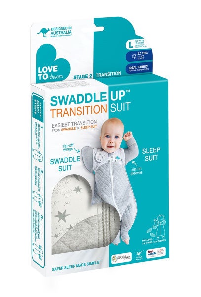 Swaddle Up Transition Suit 2.5Tog Whites Large 8.5 - 11 Kg Carousel 6