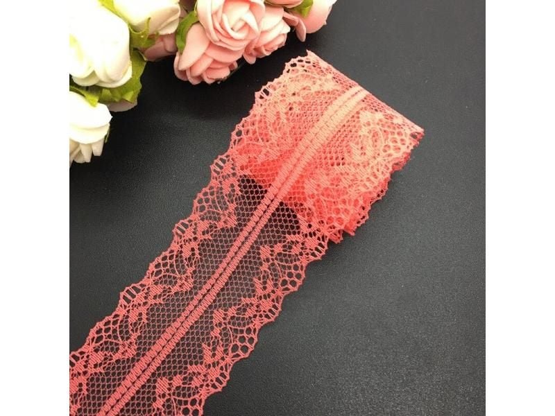 10yds 40mm Wide Bilateral Handicrafts Embroidered Net Lace Trim Ribbon Carousel 1