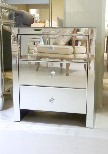Daisey Mirrored 3 Drawer Bedside Table LARGE *30%OFF Carousel 2