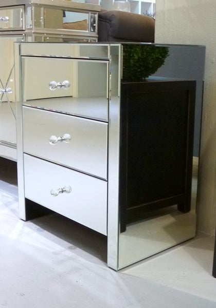 Daisey Mirrored 3 Drawer Bedside Table LARGE *30%OFF Carousel 7