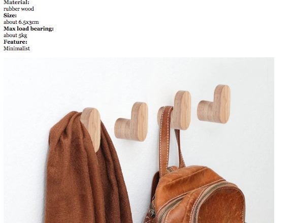 New Modern wooden coat hook 6.3cm Carousel 1