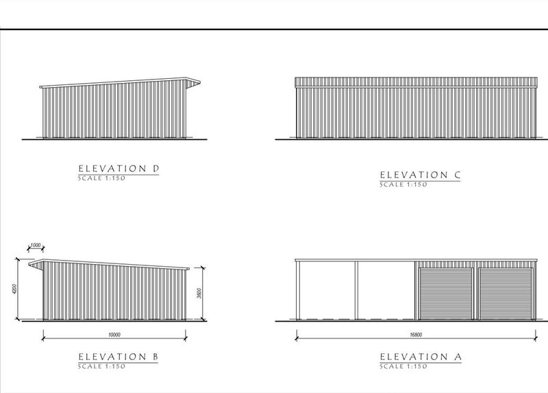 Farm Shed Kitset Lean-to 4 Bay 2 Enclosed with Canopy 168sqm Carousel 2