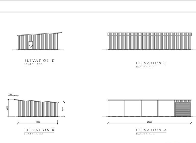 Farm Shed Kitset Lean-to 5 Bay 1 Enclosed with Roof Extension 210sqm Carousel 2