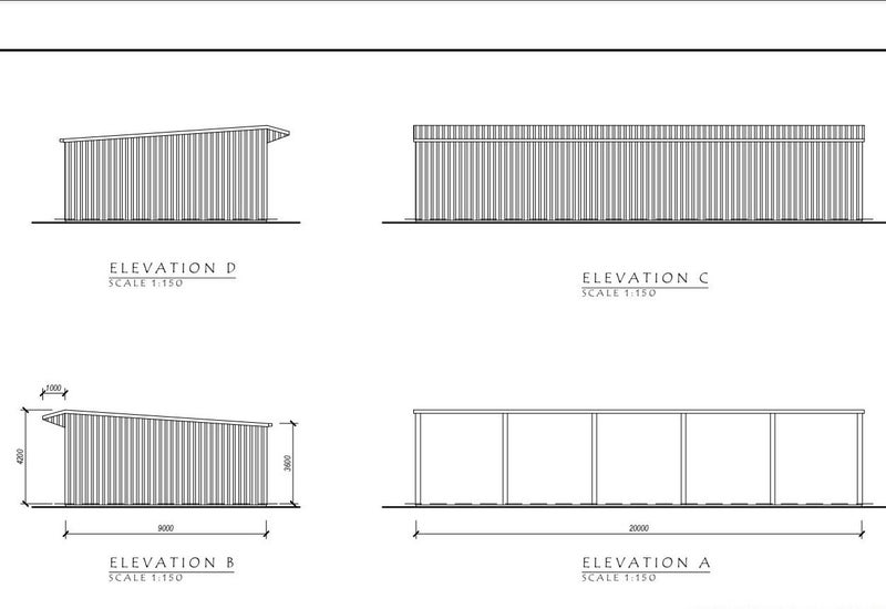 Farm Shed Kitset Lean-to 5 Bay Open with Canopy 180sqm - PLANS ONLY Carousel 2
