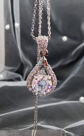 Buy 2 get 1 free 3ct Lab grown diamond Necklace waterdrop Carousel 1