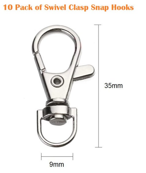 10 Pack of Snap Hooks with Swivel Clasp / Lobster Clasps Carousel 1