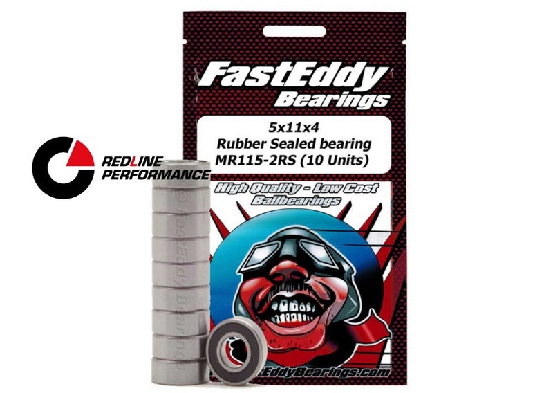 FastEddy RC Bearings 5x11x4mm Rubber Sealed Wheel / Gearbox Bearings 10pc Carousel 1