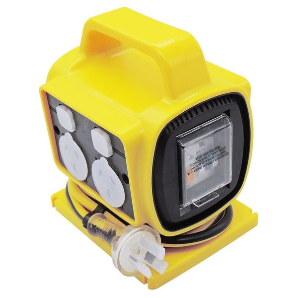 Ultracharge 10A 4-Way Outlet RCD Safety Power Block Outlet Plug Sockets Yellow Carousel 1