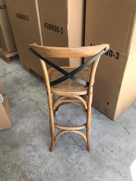 Cross back Bar Chair 67cm Seat Height Oak wood Carousel 2