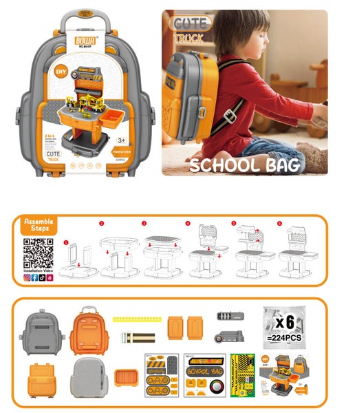 Toy Tool Kit Play Engineering Building Block Schoolbag 239PCS Carousel 2