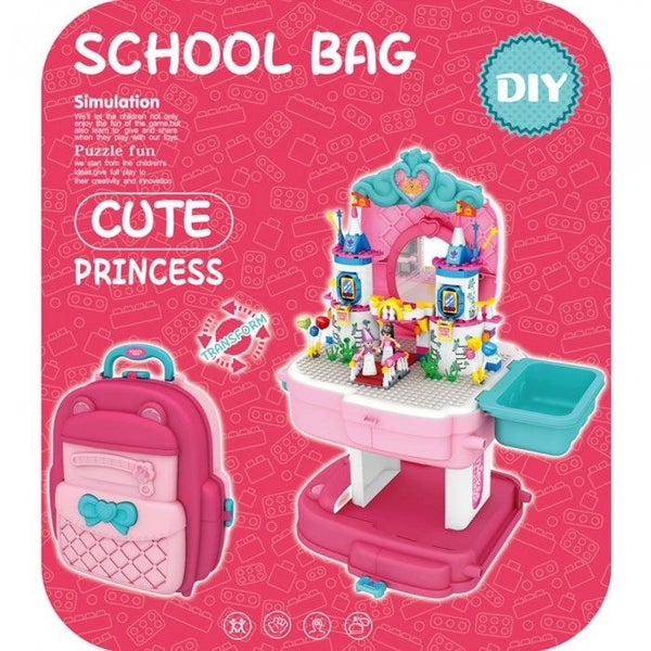 Toy Kit Play Castle Building Block Schoolbag 303PCS Carousel 1