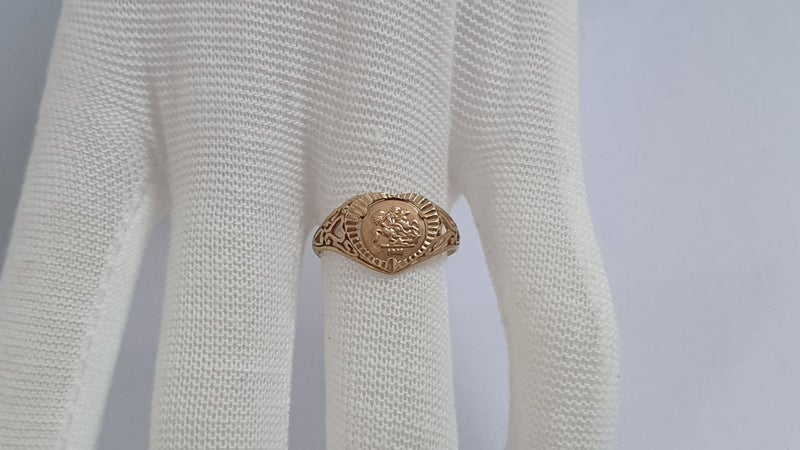 Lovely Vintage 9ct Gold St George Coin Ring Carousel 5
