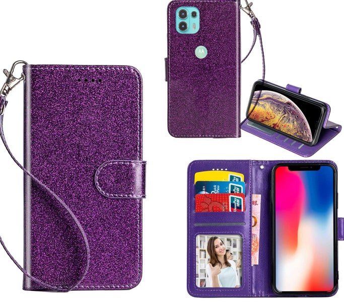 Moto edge 20 fusion Luxury Glitter PU leather Wallet Case card ID ppl Carousel 1