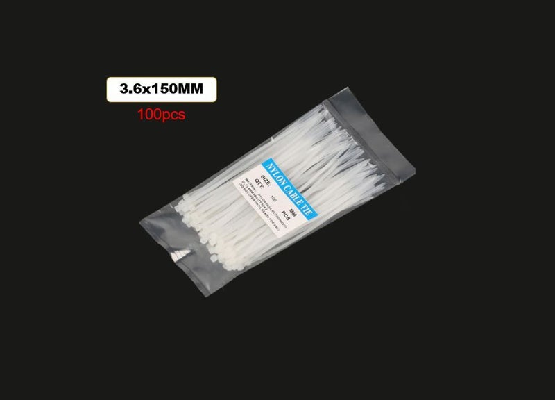 PTN 100pcs 3.6mmx150mm White Self Locking Nylon Cable Ties Heavy Wire Zip Ties Carousel 1
