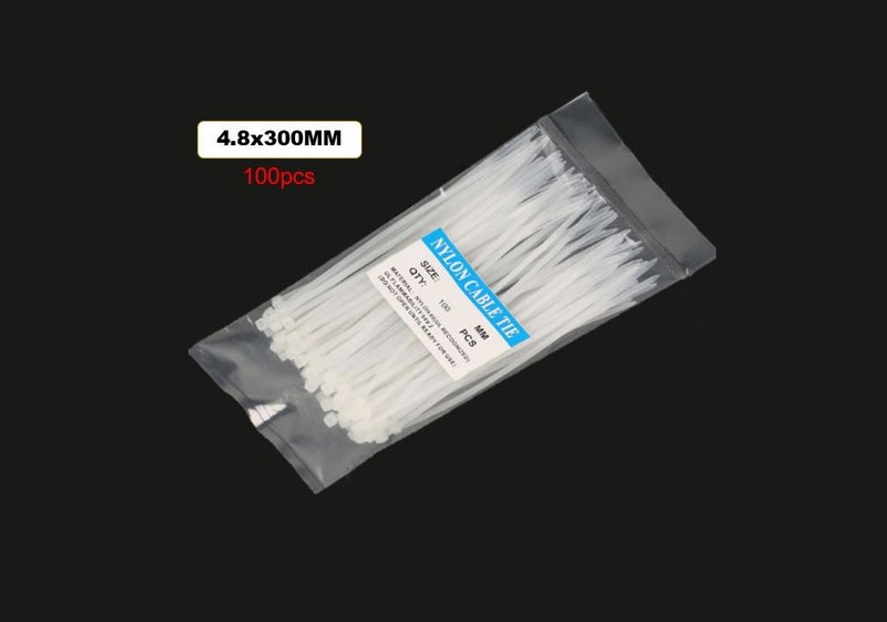 PTN 100pcs 4.8mmx200mm White Self Locking Nylon Cable Ties Heavy Wire Zip Ties Carousel 1