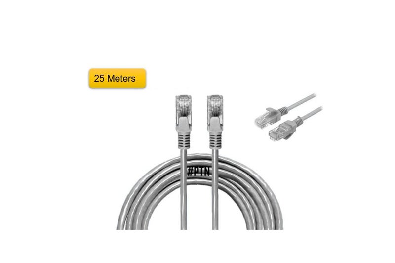 PTN Grey 25M Cat5e Ethernet Cable Cat 5e Networking Network Internet Modem Carousel 1