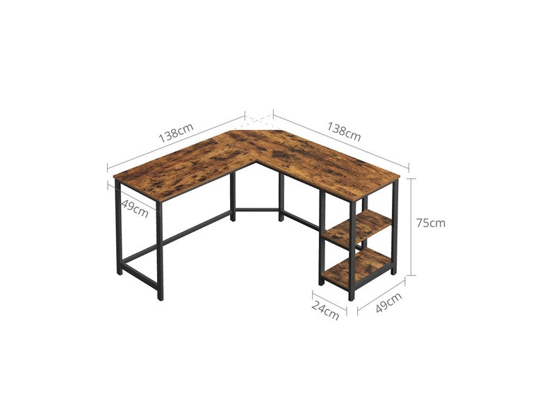 Vasagle L-Shape Desk with Shelves Carousel 7