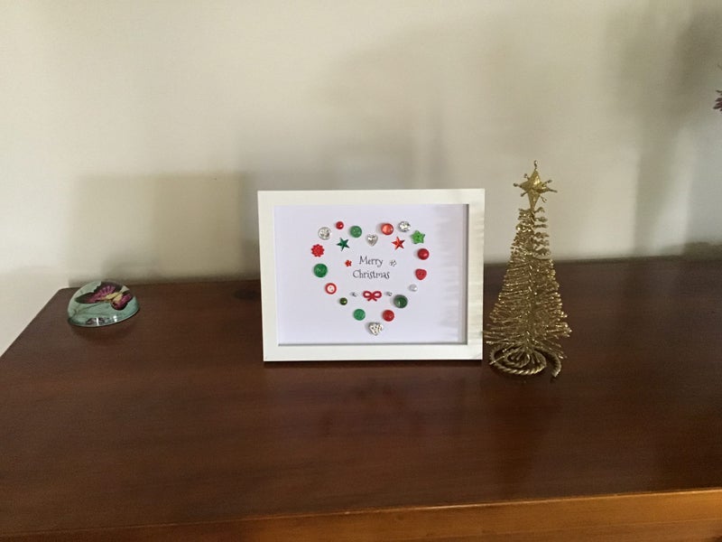 Beautiful handmade button “Merry Christmas” framed gift Carousel 2