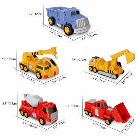 5-in-1 Construction Vehicles -Transform into Robot Action Figures, Assemble into Carousel 2