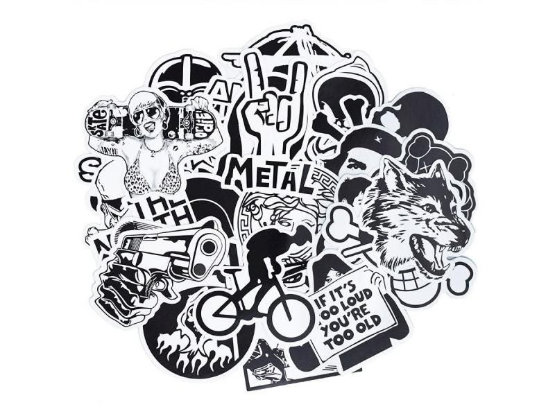 50pcs Black White Random Stickers Punk Anime JDM Sticker For Kid DIY Luggage Carousel 2