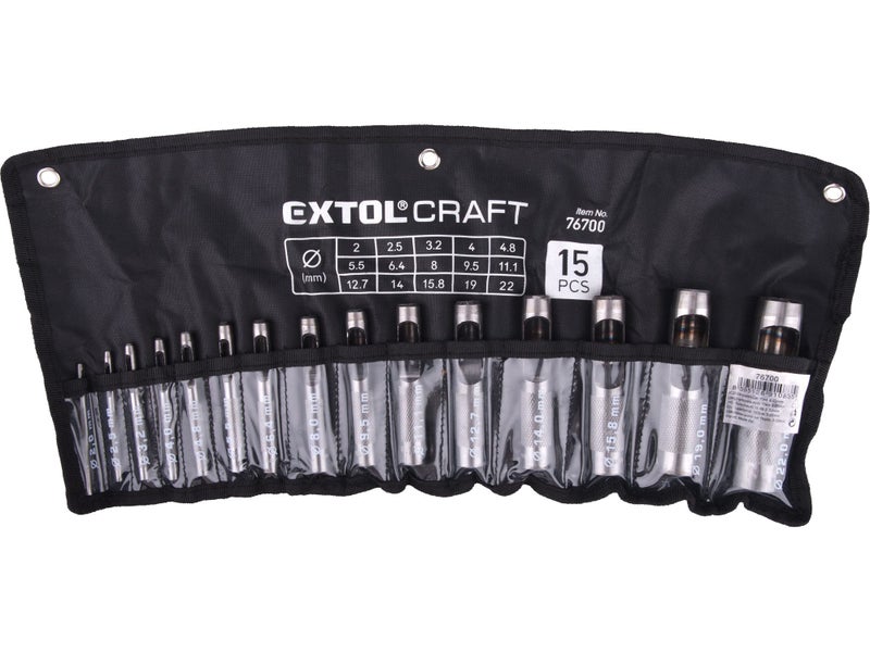 EXTOL Hollow Punch Set 15 Piece 2-22mm Carousel 2