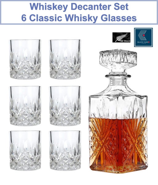 Brand New Whiskey Decanter Set Crystal Glasses 7pcs Set *Clearance*62983257405953112