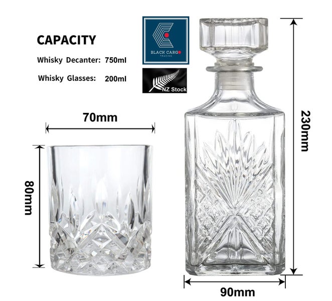 Brand New Whiskey Decanter Set Crystal Glasses 7pcs Set *Clearance*62983257405953114