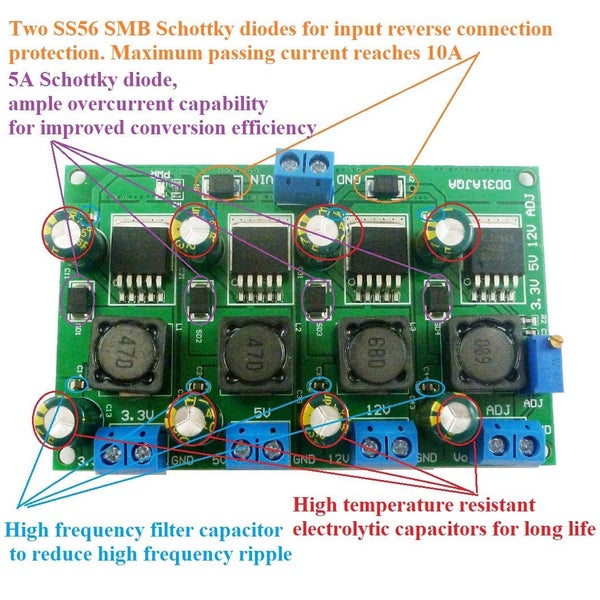 3A DC Step-Down Buck Converter Module LM2596 AMS1117 7805 7812 MP2307 MP1584 Carousel 2