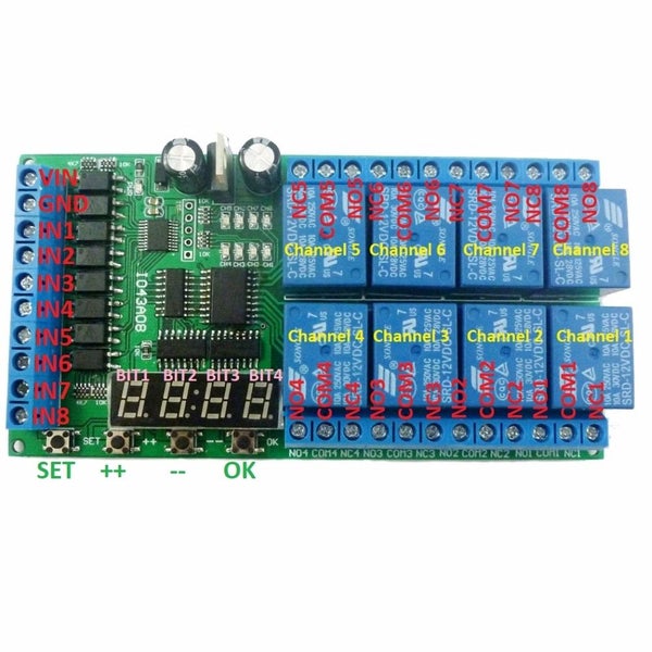 DC 12V 8 Channels Timer Delay Relay Board Time Switch Timing Loop Interlock Carousel 2