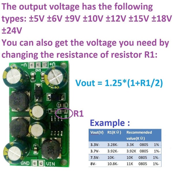 2 in 1 8W Boost-Buck Dual +- Voltage Board 3-24V to 24V Carousel 7