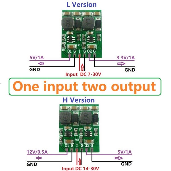 2PCS 10W Dual Output DC Buck Step-Down Converter Module DC 12V 5V Carousel 6