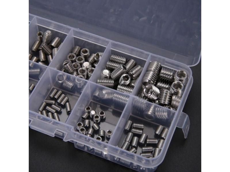NEW 200pcs Stainless Steel Hex Socket Set Screw Grub Screws Assortment Kit Carousel 2