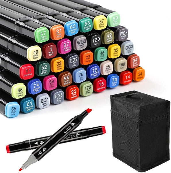30PCS Marker Pen Set Dual Heads Graphic Artist Craft Sketch Copic Oily Markers Carousel 1