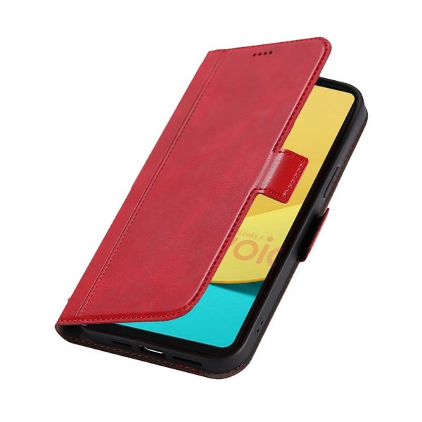 Nokia 2 wallet case cowhide finish side magnet buckle red Carousel 4