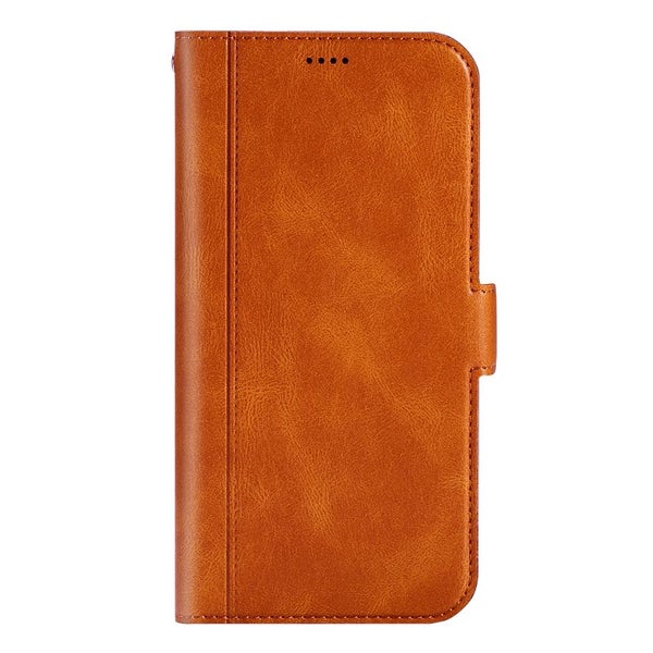 Oppo Reno 12 F 5g wallet case cowhide finish side magnet buckle tan Carousel 2