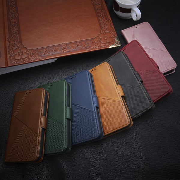 Oppo R7 PU leather wallet case embossed dot pattern navy Carousel 6