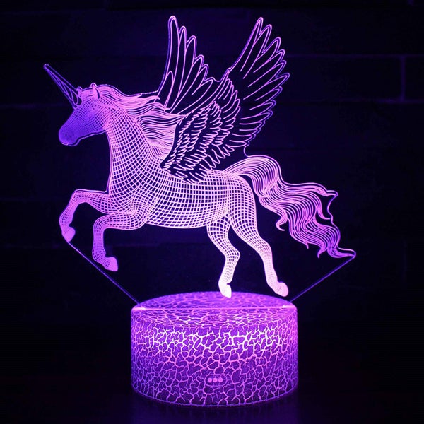 Unicorn 3D Night Lamp LED Light, Power By USB, 7 Changeable colors Carousel 1