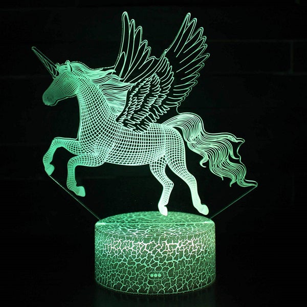Unicorn 3D Night Lamp LED Light, Power By USB, 7 Changeable colors Carousel 2